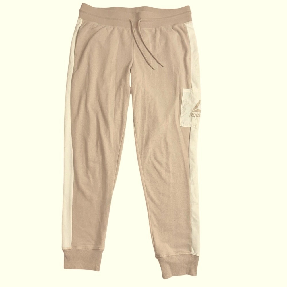 Reebok Mens Tan Cream Colorblock Cargo Jogger Sweatpants Large REW23PA04